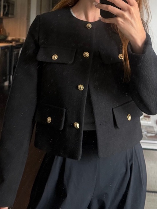 Zara Jackets & Blazers - ZARA TWEED BLACK COLLARLESS COAT- size XS NWOT